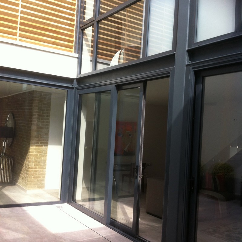 Anthracite aluminium sliding patio doors fitted in Bellingham